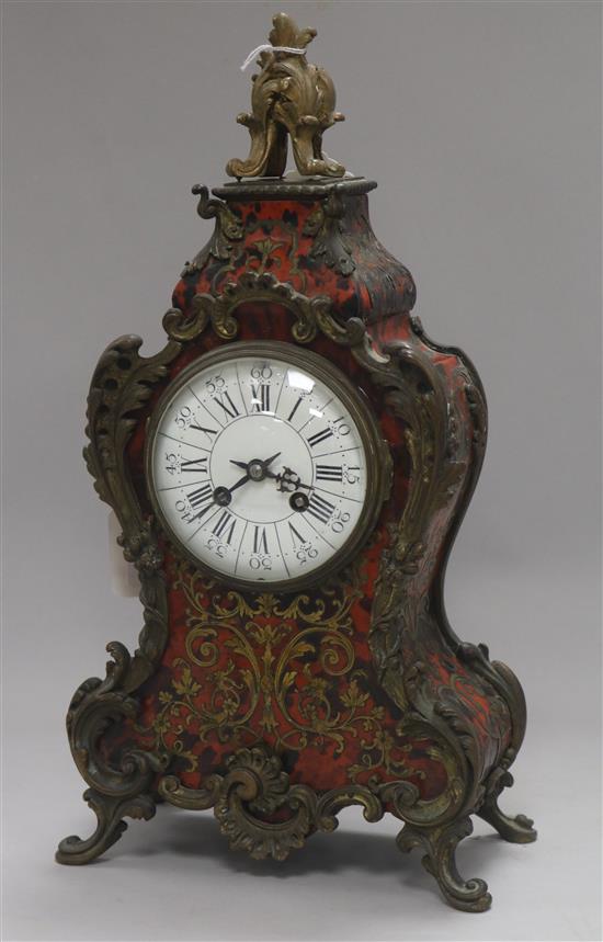 A 19th century buhl mantel clock, H 40cm